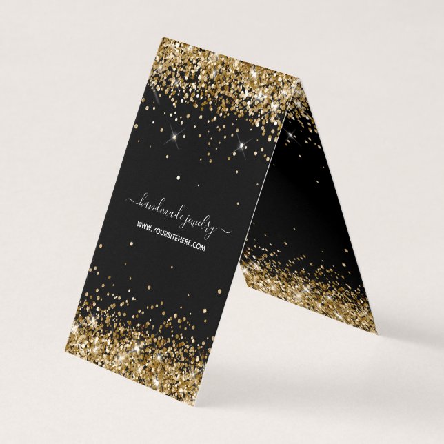 Tarjetas de exhibición de collares con brillo negr (Anverso)