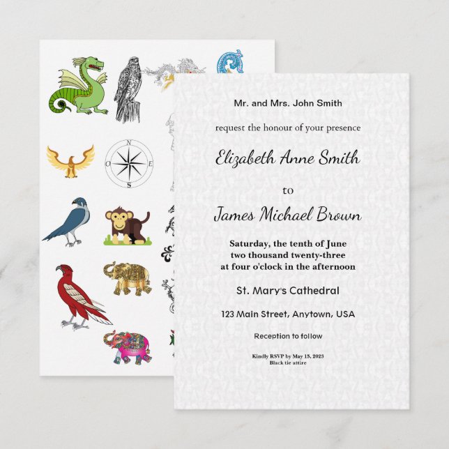 Tarjetas de Fecha de Ahorro Plano Invitación de Bo (Anverso / Reverso)