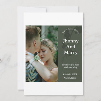 Tarjetas de fecha de boda con foto de guión simple