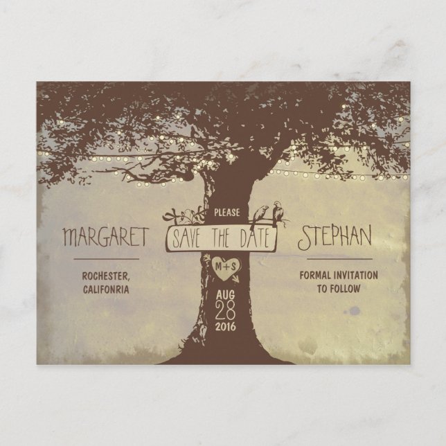 tarjetas de fecha de guardado de árbol antiguo y l (Anverso)