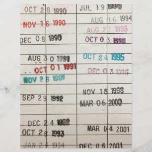 Tarjetas de fecha de vencimiento de la biblioteca 