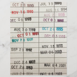 Tarjetas de fecha de vencimiento de la biblioteca 