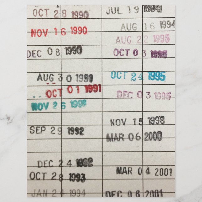 Tarjetas de fecha de vencimiento de la biblioteca  (Anverso)