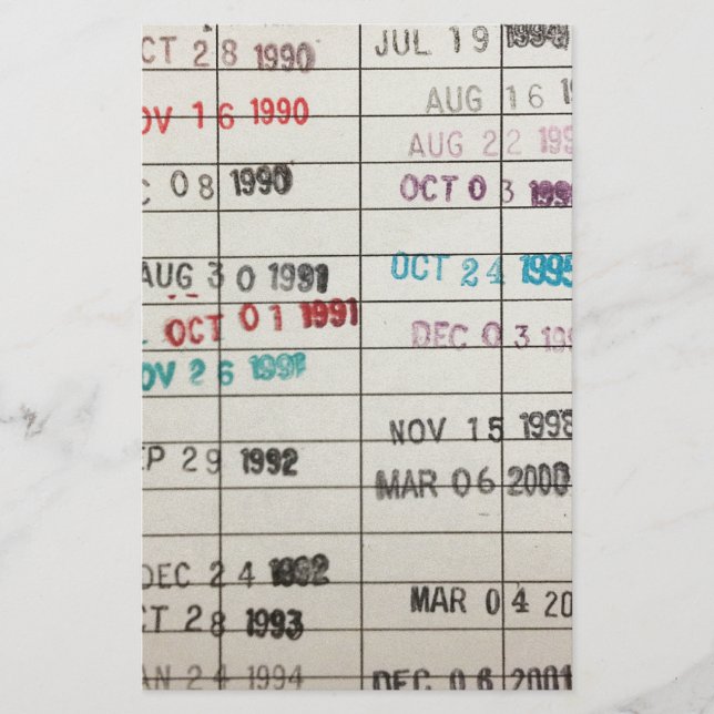 Tarjetas de fecha de vencimiento de la biblioteca  (Anverso)