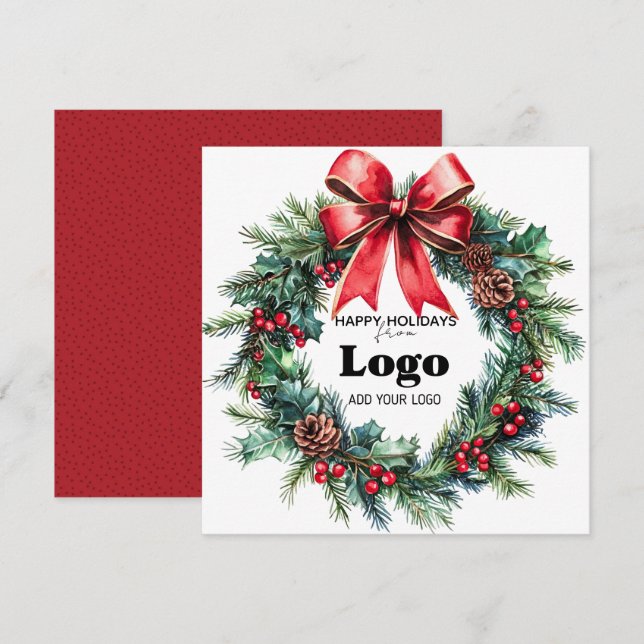 Tarjetas de Felices Fiestas a Medida con Logotipo  (Anverso / Reverso)