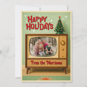 Tarjetas de Felices Fiestas con Foto de TV Retro