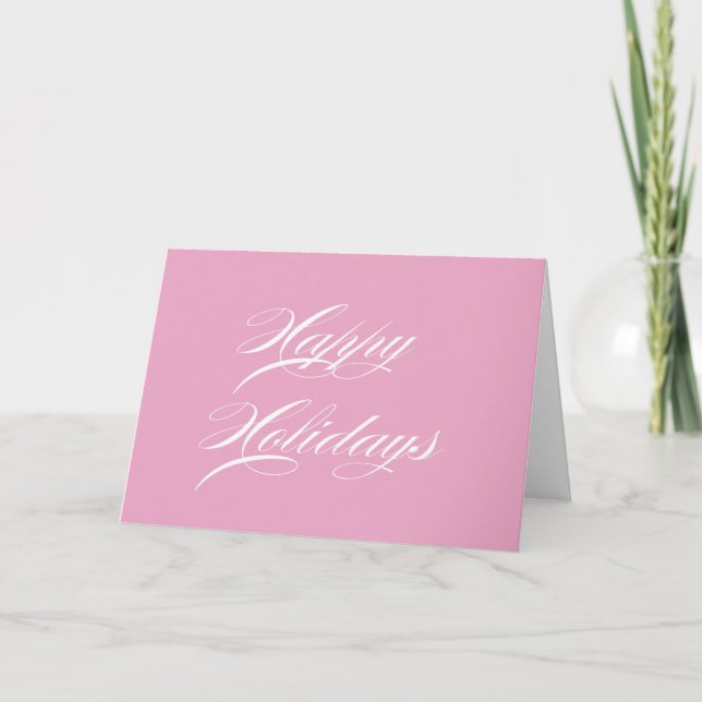 Tarjetas de Felices Fiestas Rosadas (Anverso)