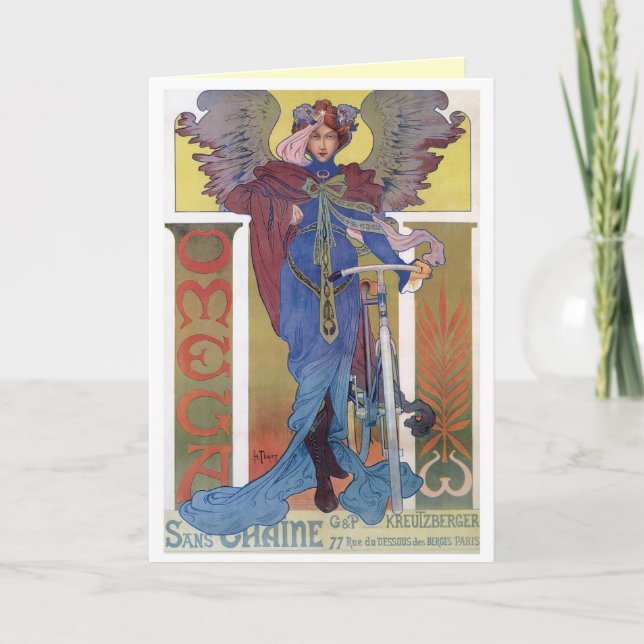 Tarjetas de felicitación Art Nouveau Angel (Anverso)