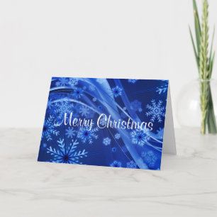 Tarjetas de felicitación azules de los copos de