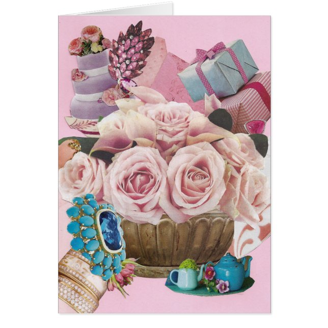 Tarjetas de felicitación con Rosas de col rosado (Frente)
