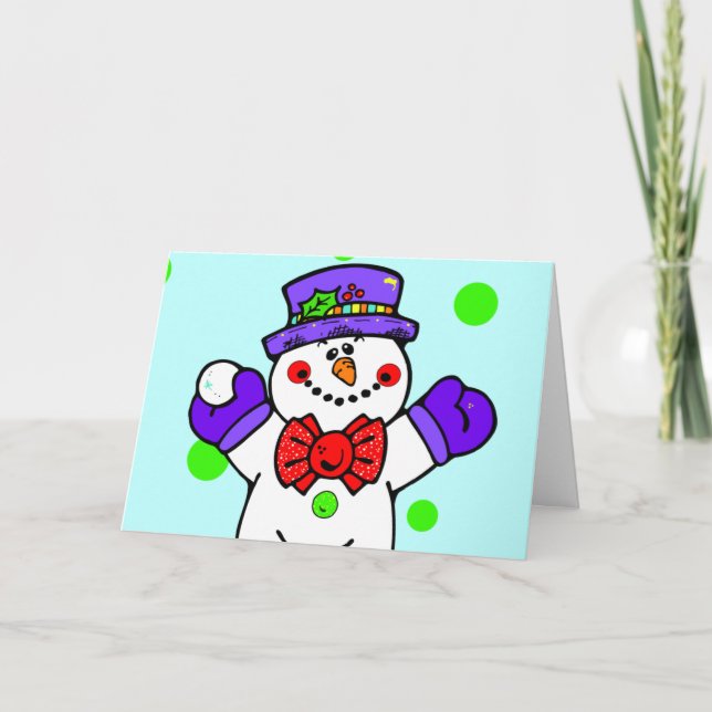 Tarjetas de felicitación Cute Snowman (Anverso)