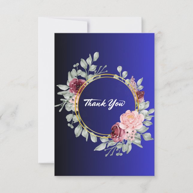 Tarjetas de felicitación de agradecimiento azules (Anverso)