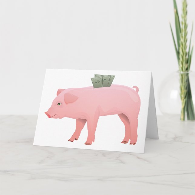 Tarjetas de felicitación de banco de cerdo rosa (Subido por el creador)