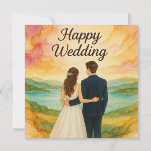 Tarjetas de Felicitación de Boda Feliz
