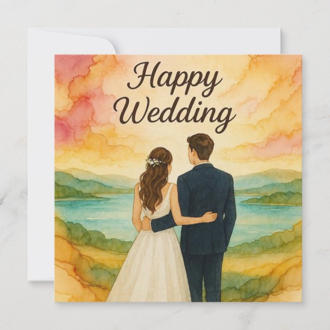 Tarjetas de Felicitación de Boda Feliz (Anverso)