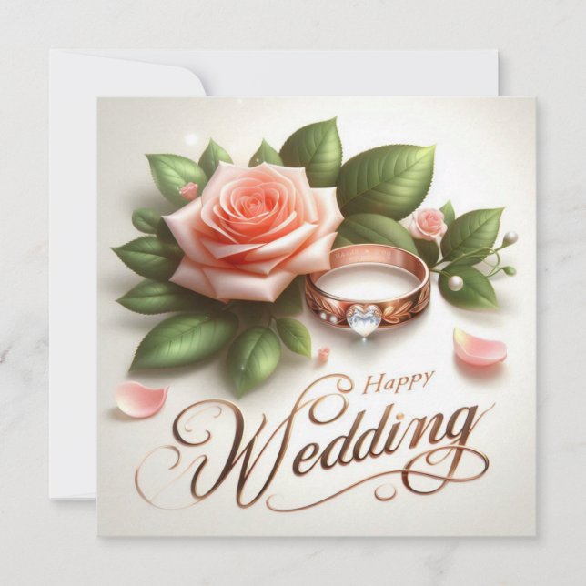 Tarjetas de Felicitación de Boda Feliz (Anverso)