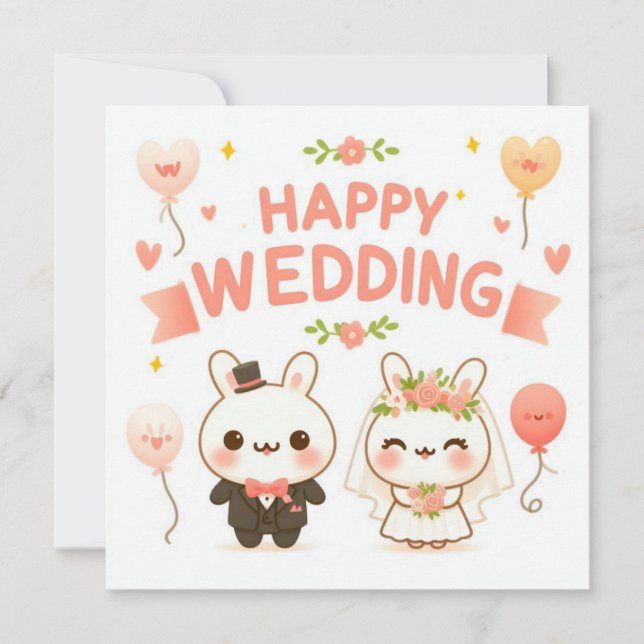 Tarjetas de Felicitación de Boda Feliz (Anverso)