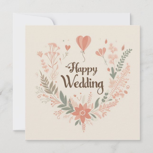 Tarjetas de Felicitación de Boda Feliz (Anverso)