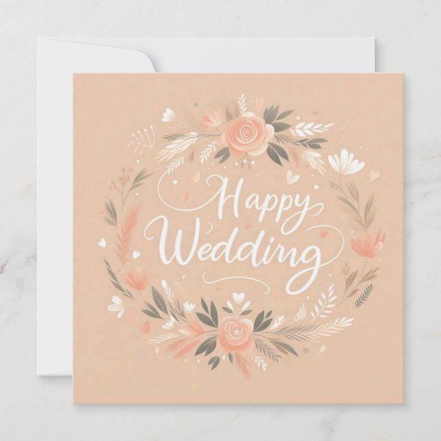 Tarjetas de Felicitación de Boda Feliz (Anverso)