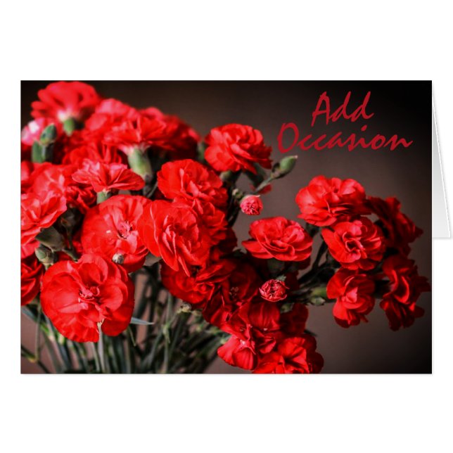 Tarjetas de felicitación de claveles rojos, para c (Anverso (Horizontal))