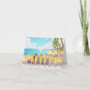 Tarjetas de felicitación de cócteles en la playa