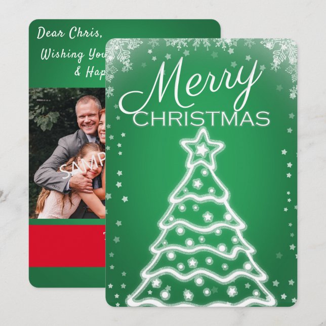 Tarjetas de Felicitación de Foto de Árbol de Navid (Anverso / Reverso)