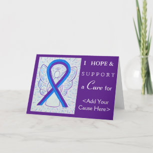 Tarjetas de felicitación de la cinta azul y púrpur