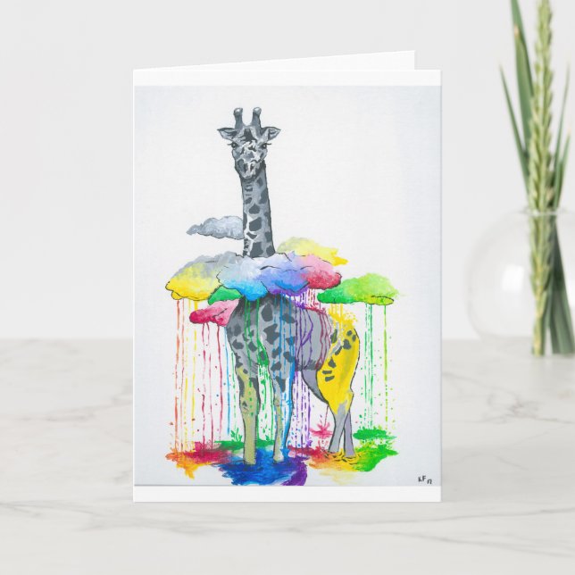 Tarjetas de felicitación de la jirafa (espacio en (Anverso)