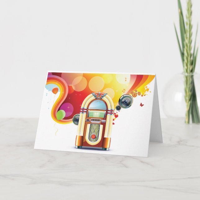 Tarjetas de felicitación de la máquina tocadiscos (Anverso)