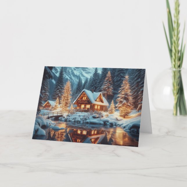 Tarjetas de felicitación de los Navidades de cabin (Anverso)