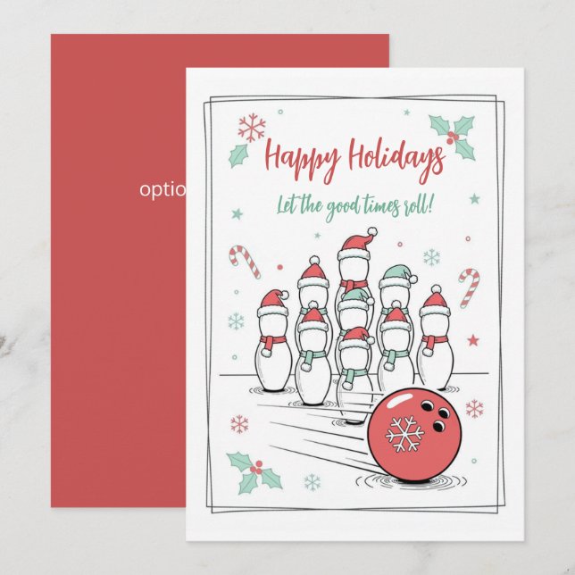 Tarjetas de Felicitación de Navidad de Bowling Doo (Anverso / Reverso)