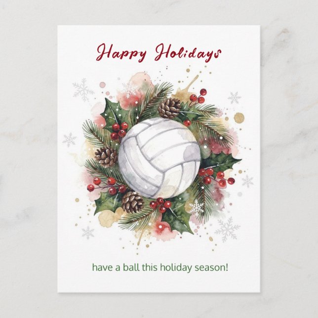 Tarjetas de Felicitación de Navidad de Voleibol (Anverso)