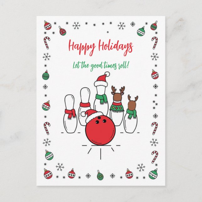 Tarjetas de Felicitación de Navidad para Bowling (Anverso)