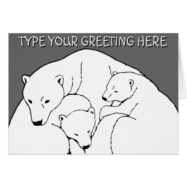 Tarjetas de felicitación de oso polar con tarjetas (Anverso (Horizontal))