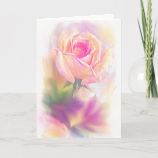 Tarjetas de felicitación de rosa acuarela sobre li (Anverso)