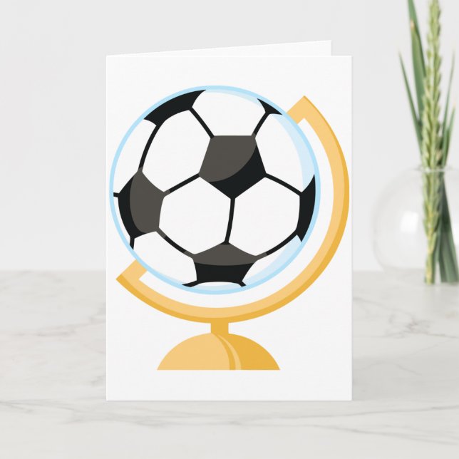 Tarjetas de felicitación de Soccer Ball Globe (Anverso)