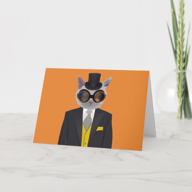 TARJETAS DE FELICITACIÓN DEL CAT DE STEAMPUNK (Anverso)