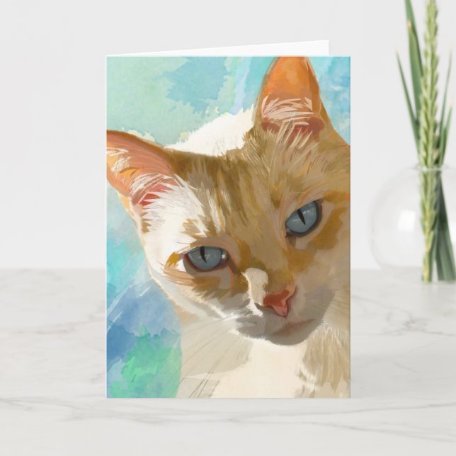 Tarjetas de felicitación del gato siamés del punto (Anverso)