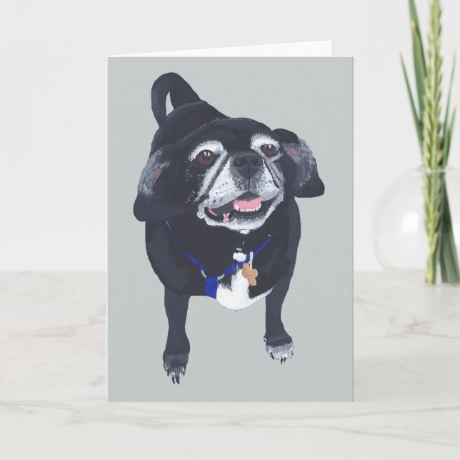 Tarjetas de felicitación del perro de pug feliz (Anverso)