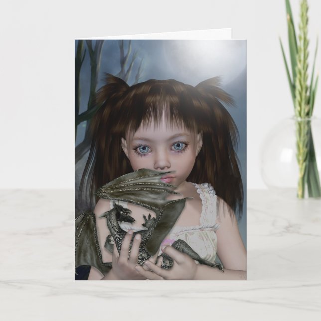 Tarjetas de felicitación Dragon Chica (Anverso)