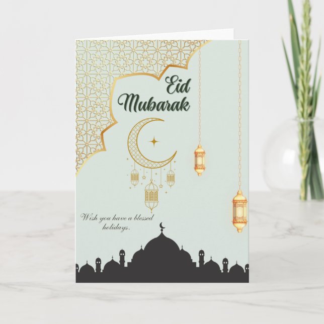 Tarjetas de felicitación Eid Mubarak en blanco por (Anverso)