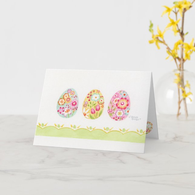 Tarjetas de felicitación en blanco de huevos de Pa (flor amarilla)