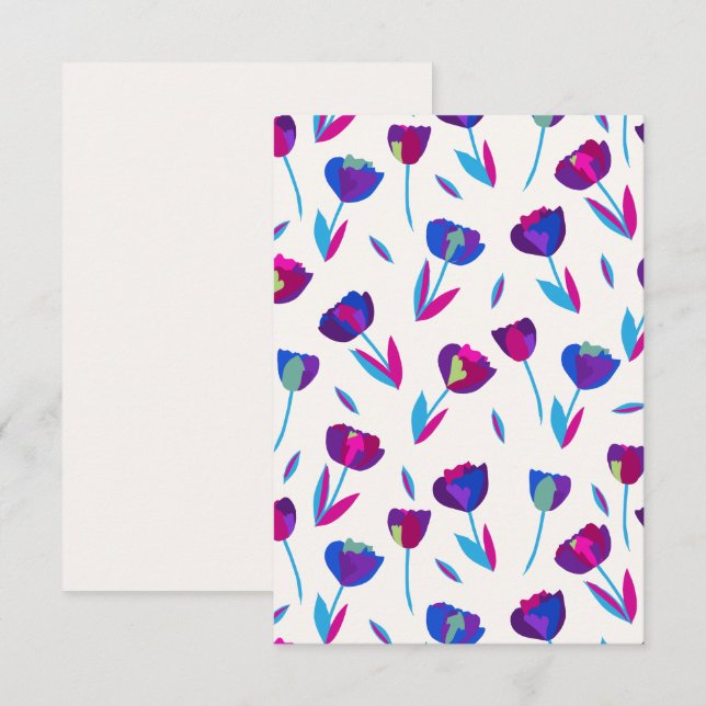Tarjetas de felicitación en blanco de tulipanes ca (Anverso / Reverso)