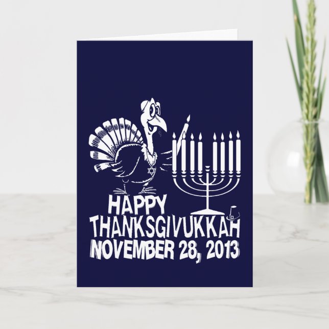 Tarjetas de felicitación felices de Thanksgivukkah (Anverso)
