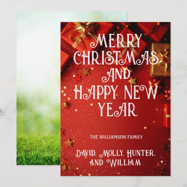 Tarjetas de felicitación Feliz Navidad Tarjeta Roj (Anverso / Reverso)