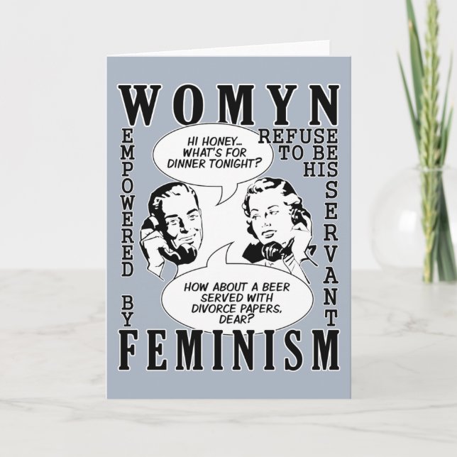 Tarjetas de felicitación feministas retras del (Anverso)