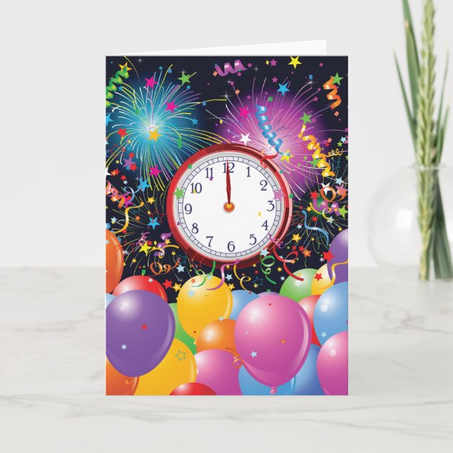Tarjetas de felicitación Fiesta de Año Nuevo (Anverso)