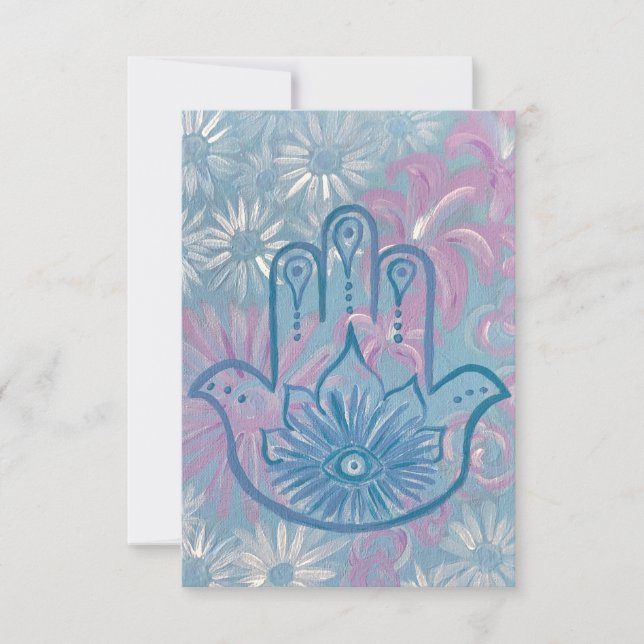 Tarjetas de felicitación Floral Hamsa (Anverso)