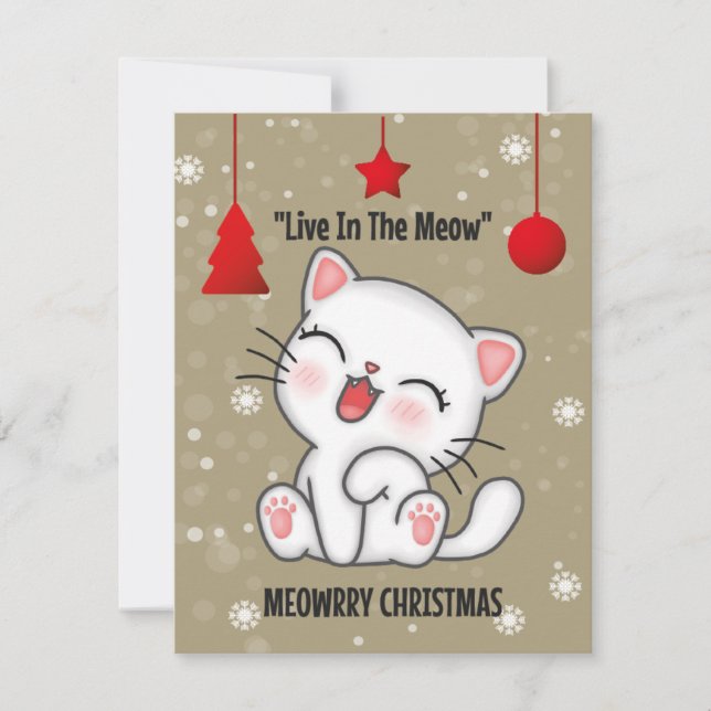 Tarjetas de felicitación "FUNNY CAT MEOWRRY NAVIDA (Anverso)