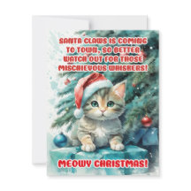 Tarjetas de felicitación "FUNNY CAT MEOWY NAVIDADE